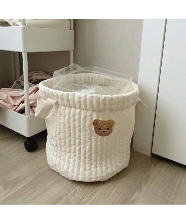 Newwyt Bear Storage Bucket Beige Cotton Storage Basket Diaper Bag Large Capacity Cotton Storage Bin for Home Nursery Room - Buy Online on GoSupps.com