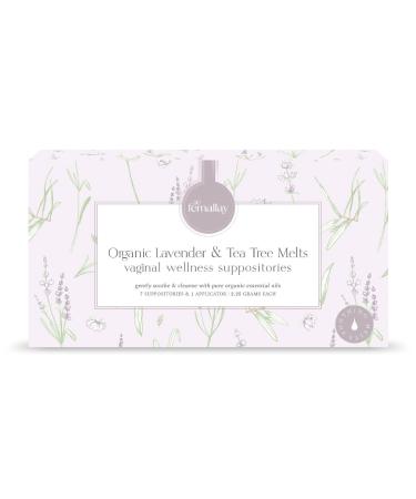 Femallay Organic Lavender and Tea Tree Oil Vaginal Cleansing Suppositories for Hygiene 100% Natural Melts for Feminine Care Great for Dryness and More 7 Individually-Sealed Melts + 1 Applicator