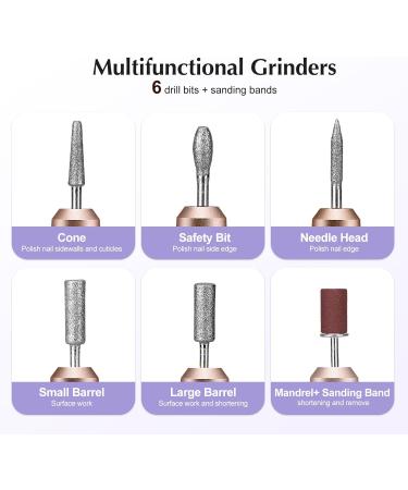 Nail Drill Adjustable Speed 20000RPM | Electric Manicure Pedicure Set with 6 Bits | Portable E File for Gel Acrylic Nails | 31 Sanding Bands | Beginner Friendly | Corded | Light Gold - Buy Online on GoSupps.com