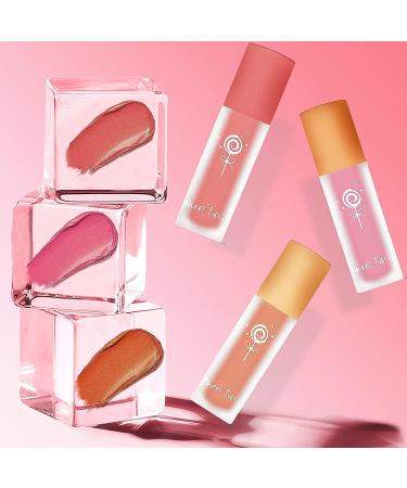 3 Colors Cream Liquid Blush Trio | Soft Matte Cheek/Lip/Eye Makeup | Lightweight & Long Lasting | Natural-Looking Hazy Feel - Buy Online on GoSupps.com