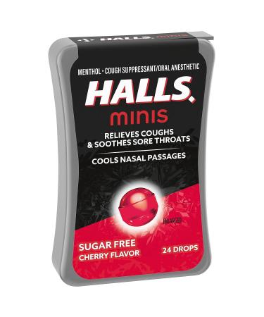 HALLS Minis Cherry Flavor Sugar Free Cough Drops - 24 Drops - Buy Online on GoSupps.com