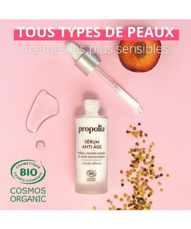 PROPOLIA - Organic - Anti-aging serum - Plumping effect - Reduced wrinkles and fine lines - Pollen Centella Asiatica & Hyaluronic Acid - Made in France - 30 ml - Buy Online on GoSupps.com