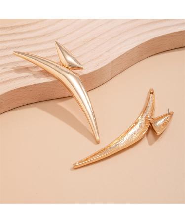 ROYALEAD Triangle Bend Pointed Earrings for Women Girls Minimalist Designs Exaggerated Geometric Accessories 2024 Party Jewelry Gold - Buy Online on GoSupps.com
