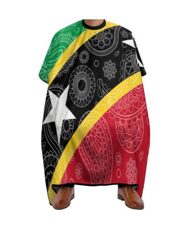 Saint Kitts and Nevis Paisley Flag Barber Cape with Adjustable Snap Hair Cutting Salon Barber Apron for Adult
