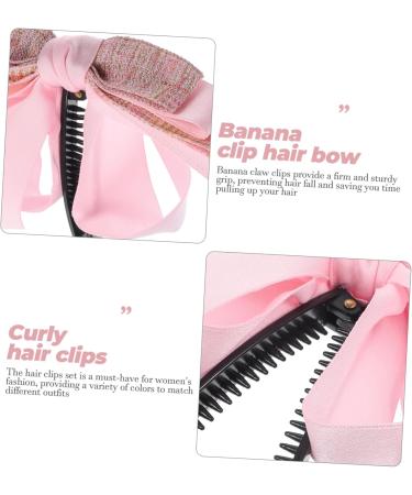 Banana Clip Fishtail Holder French Clincher Combs Banana Bow Clip Bow Clip for Women Miss Plastic Curlers Hair - Buy Online on GoSupps.com