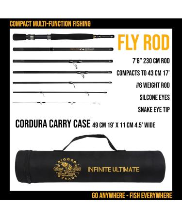 Rigged & Ready 25-in-1 Travel Fishing Rod - Ultimate Compact Spinning/Baitcast for Freshwater & Saltwater Anglers - Buy Online on GoSupps.com