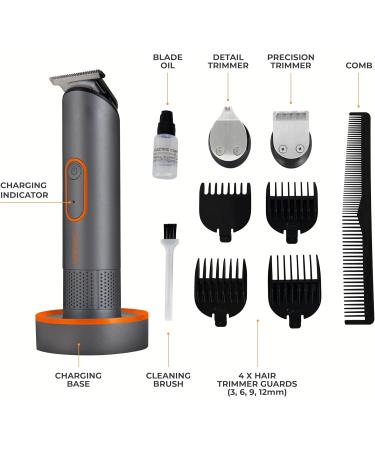 Carmen C81083ORG Titan Men s 3-in-1 Cordless Hair Clipper Set with Detail Trimmer 4 Comb Lengths Rechargeable Titanium & Orange 3 in 1 Hair Clippers Titanium & Orange - Buy Online on GoSupps.com