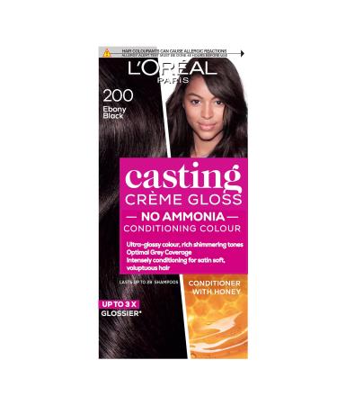 L Or al Paris Ammonia Free Semi-Permanent Hair Dye 200 Ebony Black Glossy Hair Colour Natural Looking Finish For up to 28 Shampoos Casting Cr me Gloss 1 Application 200 Ebony Black 1 Count (Pack of 1) - Buy Online on GoSupps.com