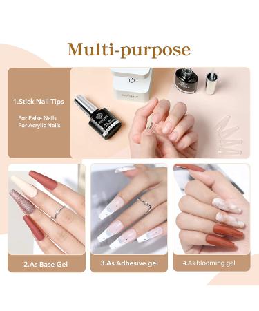 Modelones 4 in 1 Nail Kit: Nail Glue Gel, Dehydrate Gel, Extension Gel Set for False/Acrylic Nails - Long Lasting, Curing Needed - Buy Online on GoSupps.com