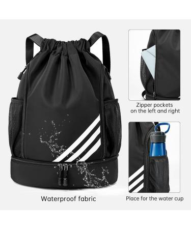NEYRAT Large Capacity Water Resistant Gym Drawstring Backpack - Black - Buy Online on GoSupps.com