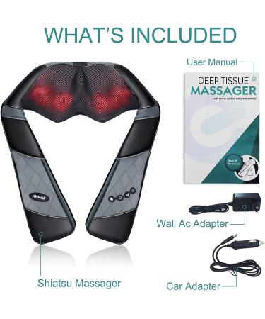 Nicwell Shiatsu Massager with Heat - Deep Kneading for Neck, Back, Shoulder, Foot, and Legs - Home, Car, Office - Relaxation and Pain Relief - Buy Online on GoSupps.com