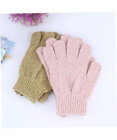 Minkissy Exfoliating Bath Gloves - 2 Pairs Rayon Scrubber Mitts for Body Wash & Shower | Lazy Five Fingers Body Scrubber - Buy Online on GoSupps.com