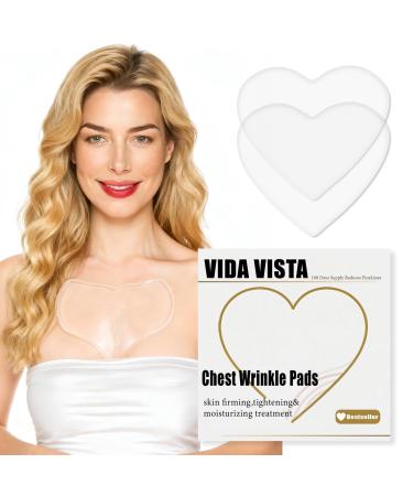 VidaVista 2PCS Heart-Shaped Silicone Chest Wrinkle Pads Reusable Anti-Wrinkle Chest Patches for Women Firming & Smoothing Chest Lines Medical-Grade Silicone Chest Pads for Overnight Skincare
