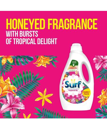 Surf Concentrated Liquid Detergent Long Lasting Fragrance and Made with Natural Essential Oil Tropical Lily or Coconut Bliss Family Pack 1.62 Litre 60 Washes (Tropical Lily Buy 2) - Buy Online on GoSupps.com