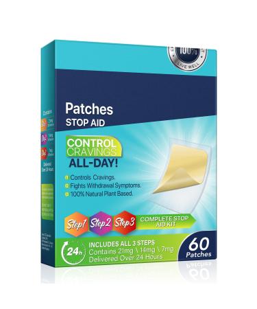 Stop Cravings Aid 60 Patches Stop Aid Therapy 3-in-1 Help Quit Patch Long-Lasting Patches for Gradual Habit Ending Release Safe & Effective Non-Invasive Therapy with 24-Hour Assistance(100% Natural) Step 1 + 2 +3