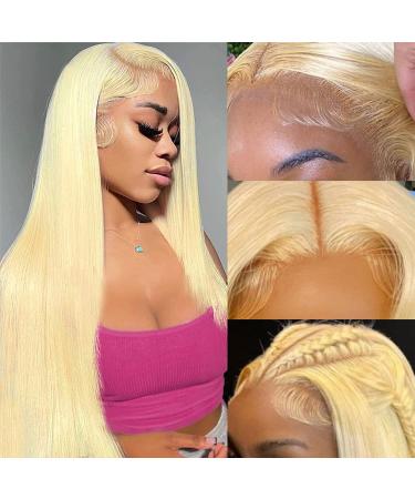 ALSZIQIHR 613 Lace Front Wig Human Hair 613 Frontal Wig Straight Blonde Lace Front Wigs Human Hair Pre Plucked with Baby Hair 180% Density 10A blond wig 20 inch Virgin Hair 20 Inch 13x4 lace frontal wig