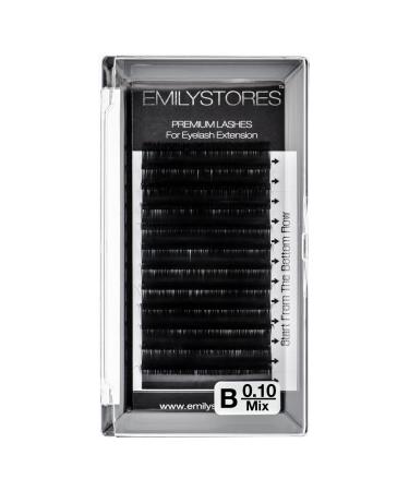 EMILYSTORES Lash Extensions 0.10mm Thickness B Curl Mixed 8-14mm Sizes Length Semi-Dull Black So-Natural Volume Individual Eyelashes For Eyelash Extensions (0.10 B Mixed 8-14mm) 8-14MM Mixed