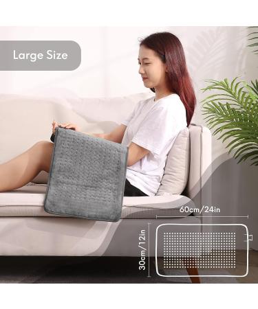 Large Heating Pad for Back Pain Relief - 12x24 Size, 4 Heat Settings, Auto Shut Off - Fast Heating, Super-Soft - Machine-Washable - Home Use (Gray) - Buy Online on GoSupps.com