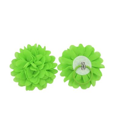PrettyBoutique Girls Kids Women Chiffon Flower Hair Band Ponio Elastic Ponytail Bobble Accessories (10cm Acid Green)
