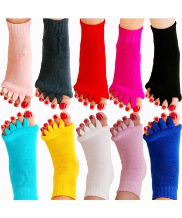 CAYTRE Bunion Relief Toe Socks 5/10Pairs Split-toe Bunion Socks Foot Alignment Socks Bunion Relief Sock For Men Or Women (Large 10Pair) Large 10Pair