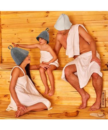 Palwin Sauna Hat Set - 3 Felt Caps with Hook & Self-Adhesive | Unisex Sauna Accessories (Grey & White) - Buy Online on GoSupps.com