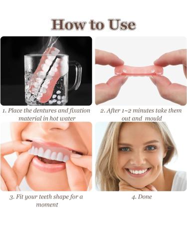 VEGCOO 4 Pairs Dentures - Cosmetic Veneer False Teeth for Women Men - Comfortable White Dentures to Protect Your Teeth and Restore Confident Smile - Buy Online on GoSupps.com