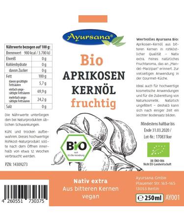 Buy Ayursana Organic Apricot Kernel Oil 250ml - Premium Quality for Skin & Hair | International Shipping Available - Buy Online on GoSupps.com