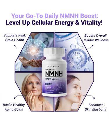 USMIRALAB Pure NMNH Supplement Capsules: More Effective Than Nicotinamide Riboside | Boost Cellular Vitality Anti-Aging & Energy | Vegan Non-GMO | 120 Capsules (60 Servings) - Buy Online on GoSupps.com