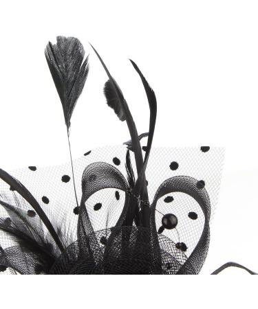 OUHO Ladies Fascinator Hat with Flowers Mesh & Feathers - Elegant Headpiece for Party Church Wedding & Cocktails - Black Hair Accessory - Buy Online on GoSupps.com