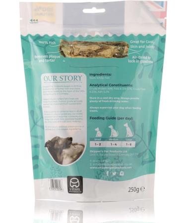 SKIPPER'S Fish Skin Jerky Fingers 250gm - Gently Air Dried Good for Teeth & Digestion Remove Plaque & Tartar Essential Omega 3 Oils 100% Natural Healthy Low Fat & Grain Free Dog Treats & Chews 250 g (Pack of 1) - Buy Online on GoSupps.com