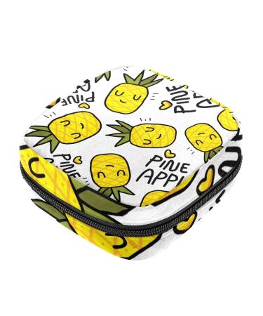 Sanitary Napkins Storage Bag Menstrual Cup Bag Girls Travel Large Capacity Makeup Sanitary Pads Organizer Pineapple Pattern