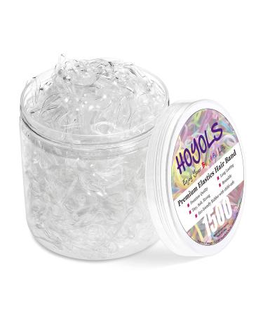 Clear Elastic Hair Rubber Bands, 1500pcs Mini Small Clear Ponytail Elastics Holders for Blond Kids Girls Hair No Crease Damage No Hurt 1 inch HOYOLS 1.Clear 1500 pcs