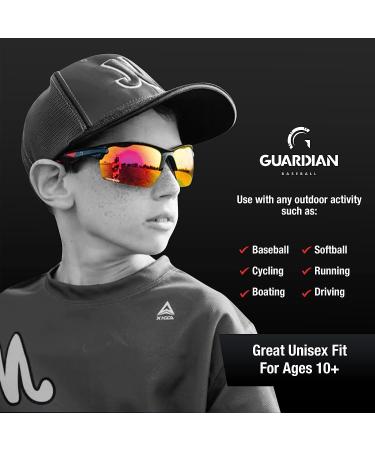 Guardian Baseball Sunglasses | Sports Sunglasses for Men, Women, and Youth | Ideal for Cycling, Running, Boating | Black/Red - Buy Online on GoSupps.com
