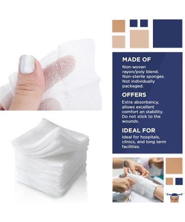 EZGOODZ Non Stick Gauze Pads 4x4 (100 Pack) - White Medical Wound Dressing Rayon/Poly Blend Non Adherent 4-Ply for Hospitals & Clinics - Buy Online on GoSupps.com