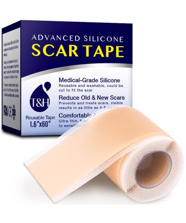 Silicone Scar Sheets Medical Grade Silicone Tape Strips for Scars Treatment - Reusable Painless for C-Section Tummy Tuck Keloid Acne Surgical Scars Reducing the Appearance of Old and New Scars