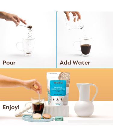 Waka Instant Coffee - 100% Arabica Colombian Medium Roast No Sugar Freeze Dried Granules 35 Cups Perfect for Hot & Iced Coffee - 3.5oz Bulk Bag - Buy Online on GoSupps.com