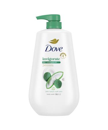 Dove Body Wash with Pump Invigorate Aloe & Eucalyptus For 24hr Lotion-Soft Skin Moisturizing Skin Cleanser with No Sulfates No Parabens 30.6 Oz