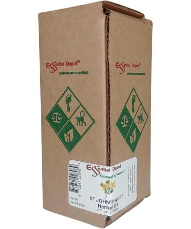 Essential Depot St Johns Wort Herbal Oil Infusion - Vegan - Non-GMO - Supplied in 4 oz. Amber Glass Bottle with Black Phenolic Cone Lined Safety Sealed Cap - Buy Online on GoSupps.com
