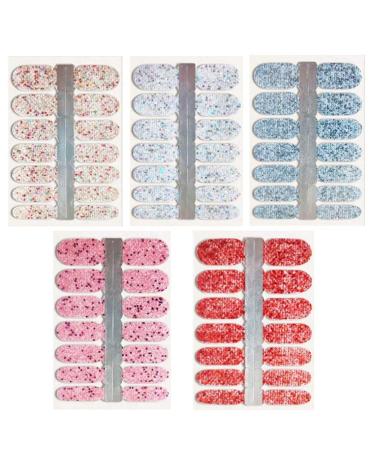BornBeauty Glitter Nail Wraps - 5pcs Polish Decal Strips with Nail File - Adhesive Shine Nail Art Stickers Manicure Kit for Women and Girls - Buy Online on GoSupps.com