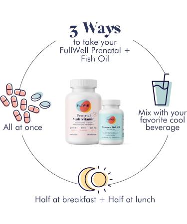 FullWell Prenatal Vitamin Lemon + DHA | Omega 3 Fish Oil with DHA & EPA for Brain Development & Nervous System Support | 26+ Vital Nutrients | Dietitian-formulated 3rd Party Tested 30 Servings Lemon 150 Count (Pack of 2) - Buy Online on GoSupps.com