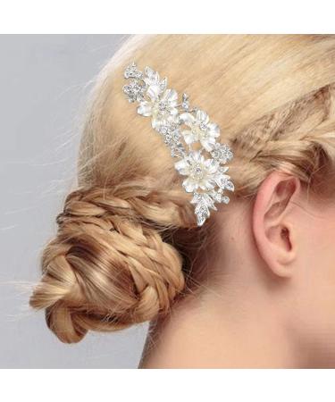 Wedding Bridal Hair Combs Vintage Imitation Crystal Hairpins Prom Jewelry Gold Silver Flower Pattern Hair Accessories Pins Women Silver - Buy Online on GoSupps.com