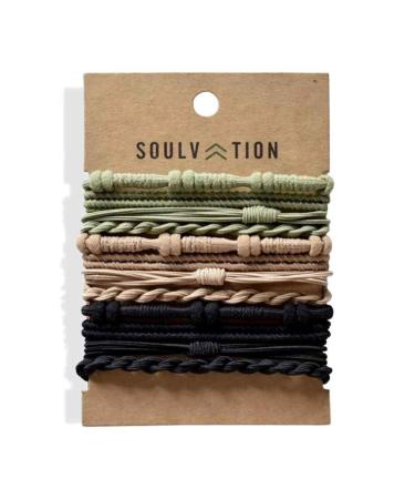 Soulvation Hair Tie Bracelets, Soft & Stylish, Gorgeous Dual-Use Bracelet AND Hair Tie, Prevents Hair Breakage, 12 pack (Tri Color)
