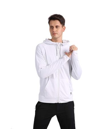 ARECON Men's UPF 50+ Running Stretch Jacket Slim Fit Tracksuit Hoodie Large White - Buy Online on GoSupps.com
