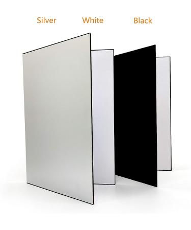 3-in-1 Photography Reflector Cards - A4 Size (12x8 Inch), 2 Pack - Black, Silver, White - Light Diffuser Boards for Still Life and Food Photography - Buy Online on GoSupps.com