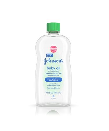 Johnson's Baby Oil  Mineral Oil Enriched with Aloe Vera and Vitamin E to Prevent Moisture Loss  Hypoallergenic  20 fl. oz
