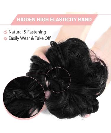 Vlasy Curly Wavy Messy Bun Hair Piece | Synthetic Chignon Hair Extension for Women & Girls (1# 60g) - Buy Online on GoSupps.com