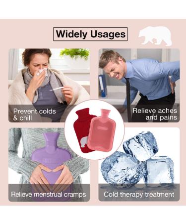HomeTop 2L Classic Rubber Hot Water Bottle with Polar Bear Knit Cover - Wine/Red 67.63 Fl Oz - Buy Online on GoSupps.com