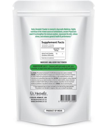 DR. Herbalist-7.1 OZ (200g) Amla Fruit Powder Amla Powder Organic for Eating Ascorbic Acid Powder Emblica Officinalis Amalaki for Immune Support & Energy - Buy Online on GoSupps.com