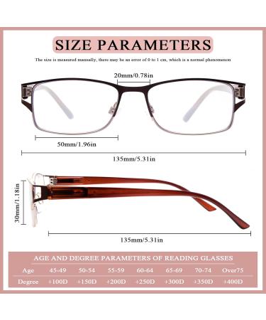 3 Pack Women's Reading Glasses - Fashion Blue Light Blocking Metal Frames Lightweight Spring Hinge 1.75x Magnification - Buy Online on GoSupps.com