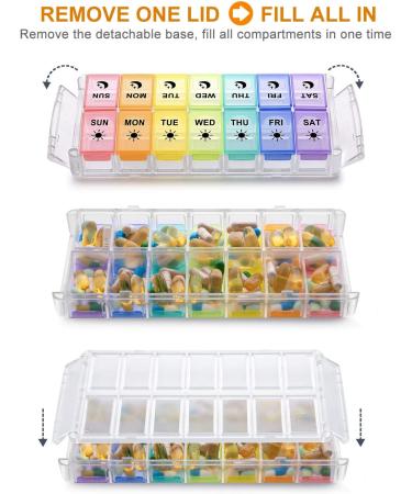 Pill Organizer 2 Times a Day Fullicon Quick Fill Large Weekly AM PM Pill Box - Rainbow, 7 Day Medicine Organizer - Patent Registered - Buy Online on GoSupps.com